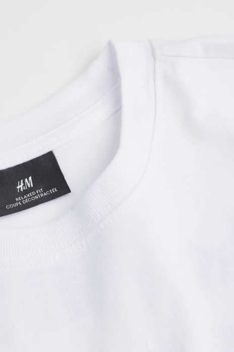 Футболка бавовняна трикотажна для чоловіка H&amp;M 1034065-007 40 / L білий  82273