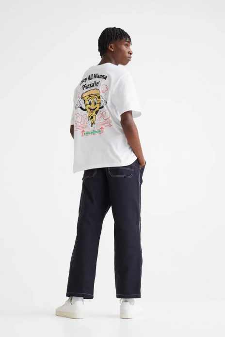 Футболка бавовняна трикотажна для чоловіка H&amp;M 1034065-007 40 / L білий  82273