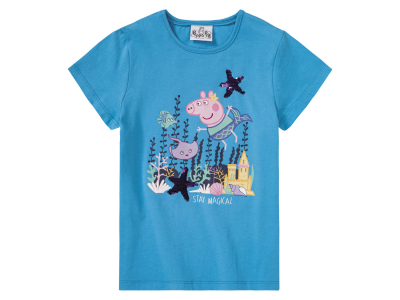 Футболка 110-116 см (4-6 years)   бавовняна з блискітками для дівчинки Peppa Pig 412754 блакитний 90162