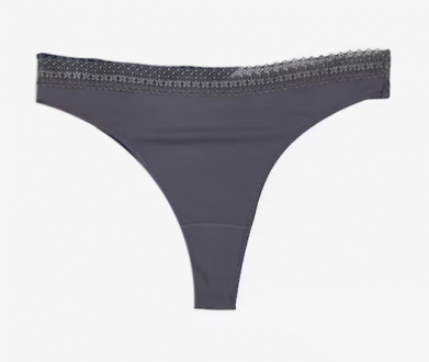 Трусики-стринги з мікрофібри з мереживом для жінки H&M 1155843-002 34 / XS темно-синій  87213