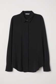 Блузка з довгими рукавами для жінки H&M 0688873-001 38 / S (EU) чорний  82475