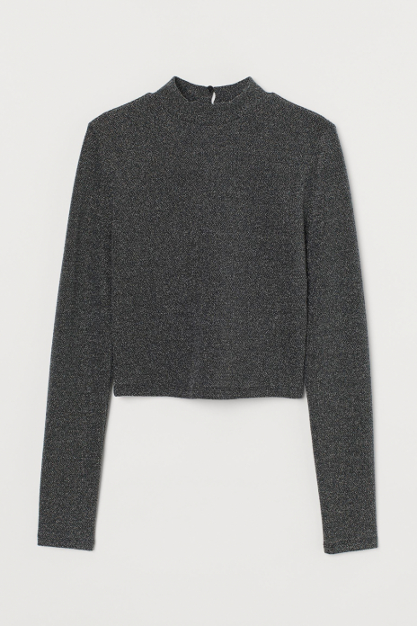Топ з блискучого трикотажу для жінки H&amp;M 0931444-002 34 / XS чорний  82710