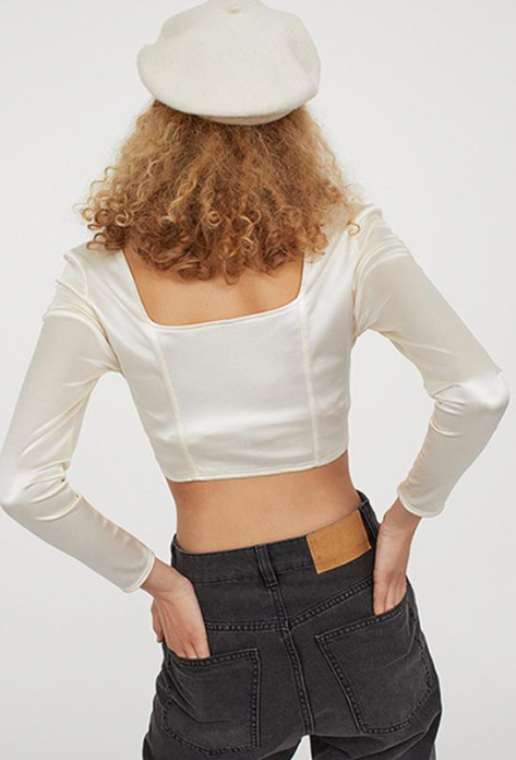 Топ з блискучого трикотажу для жінки H&amp;M 0949232-003 40 / L молочний  82800