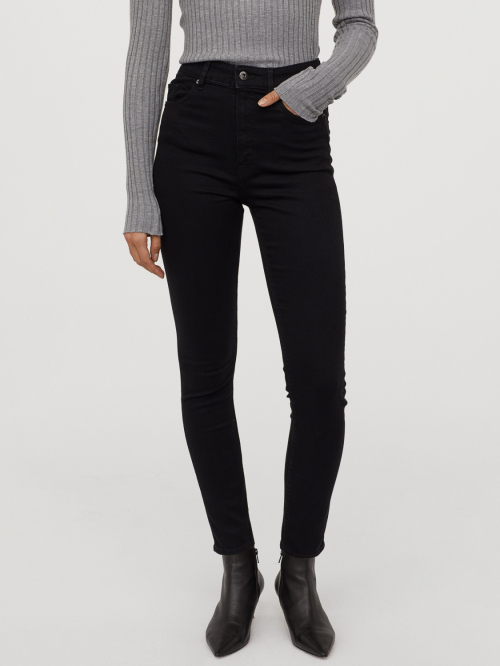 Джинси з високою талією для жінки H&amp;M 0573085-001 36 / S (EU) чорний  80241