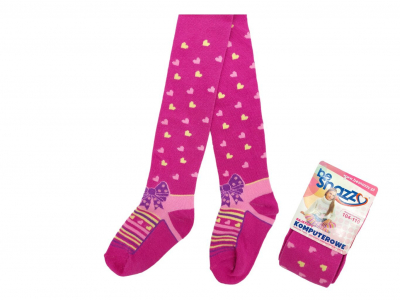 Колготки бавовняні з принтом для дівчинки Be Snazzy RA-04 128-134 см (7-9 years) малиновий  78389