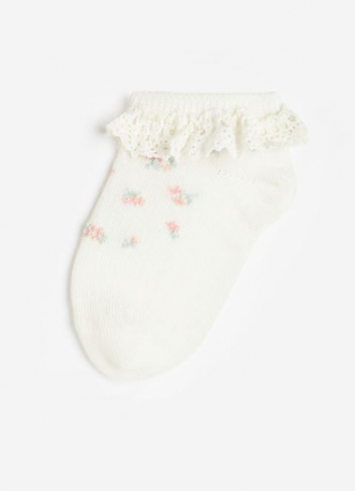 Шкарпетки 22-24   короткі для дівчинки H&amp;M 1125763-001 молочний 81009