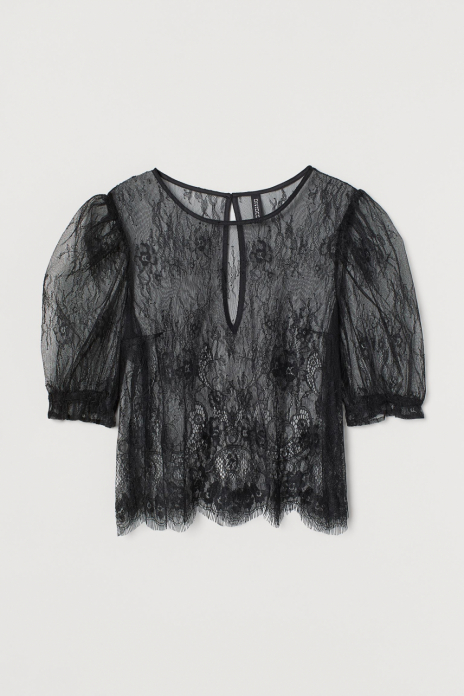 Блузка з мережива для жінки H&amp;M 0928189-001 36 / S (EU) чорний  82723