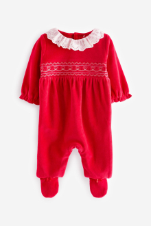 Чоловічок велюровий для дівчинки Next D67-009-222 068 см (3-6 months) червоний  89610
