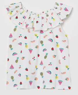 Блузка    з рюшами для дівчинки H&M 0850305-002 110-116 см (4-6 years) білий 80274