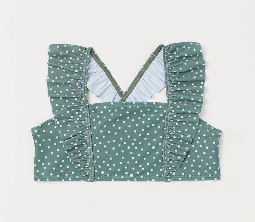 Верхня частина купальника 110-116 см (4-6 years)   з рюшами для дівчинки H&amp;M 0917469-003 зелений 92037