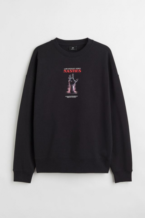 Світшот двунитка для чоловіка H&amp;M 1003931-006 38 / M чорний  85771