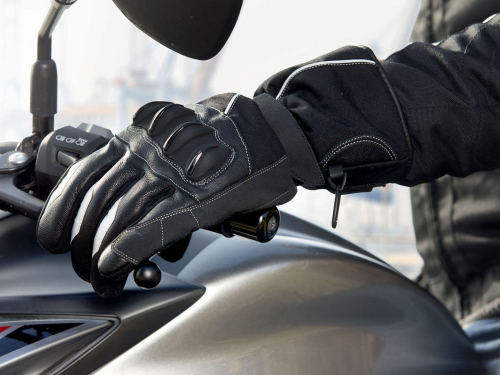 Мотоперчатки з захистом і світвловідбивачами для чоловіка Crivit 341879 розмір перчаток 9 чорний  80699