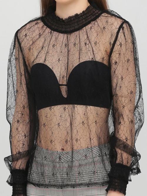 Блузка з мережива для жінки H&amp;M 0781592-1 36 / S (EU) чорний  82788