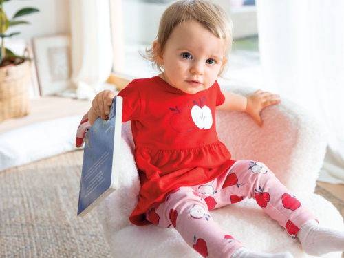 Костюм (футболка і легінси і пов для дівчинки Lupilu 362200 050-56 см (0-2 months) червоний  82758