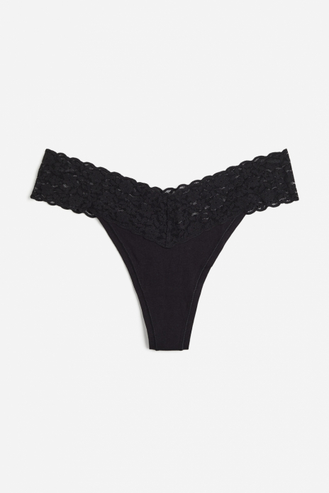 Трусики-стринги з мереживом для жінки H&amp;M 1075646-008 40 / L чорний  87335