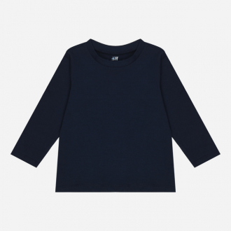 Футболка-лонгслів 134-140 см (8-10 years)   бавовняна трикотажна для хлопчика H&M 0503569-001 темно-синій 85554