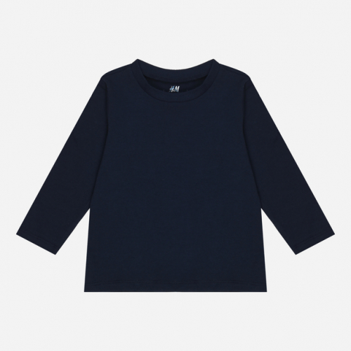 Футболка-лонгслів 134-140 см (8-10 years)   бавовняна трикотажна для хлопчика H&amp;M 0503569-001 темно-синій 85554