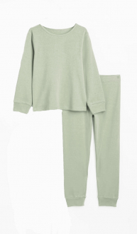 Піжама (лонгслів і штани) для дівчинки H&M 0623765-059 098-104 см (2-4 years) зелений  80073