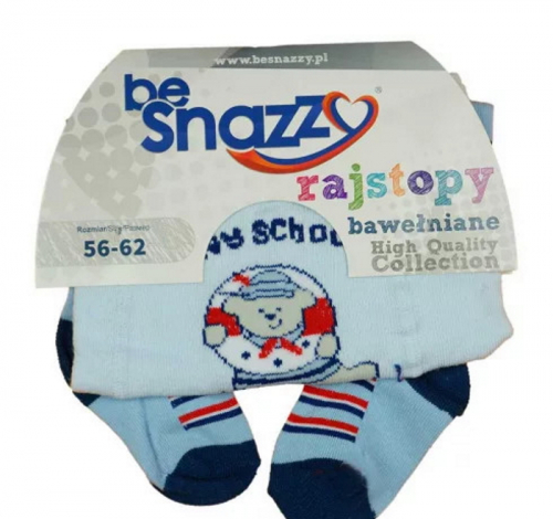 Колготки бавовняні з принтом для хлопчика Be Snazzy RA-04 056-62 см (1-3 months) блакитний  78747