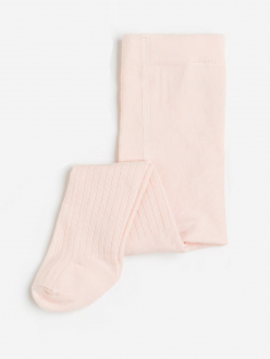 Колготки 050-56 см (0-2 months)   бавовняні в рубчик для дівчинки H&M 1081651-013 рожевий 91370