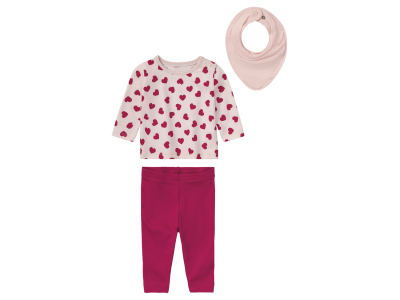 Костюм 074-80 см (6-12 months)   (лонгслів штани і слюнявчик) для дівчинки Lupilu 417215 рожевий 91068