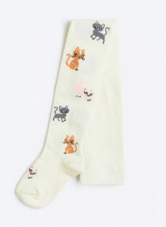 Колготки 122-128 см (6-8 years)   бавовняні з принтом для дівчинки H&M 0619739-148 молочний 91441