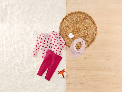 Костюм 074-80 см (6-12 months)   (лонгслів штани і слюнявчик) для дівчинки Lupilu 417215 рожевий 91068