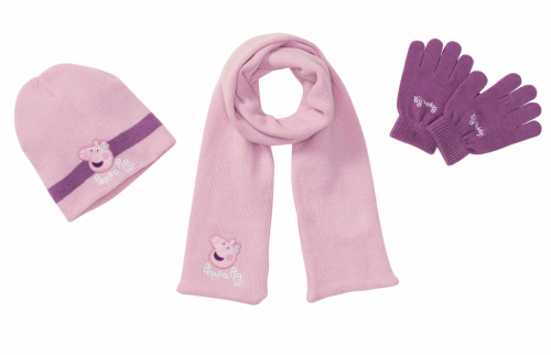 Шапка + шарф + перчатки  для дівчинки Peppa Pig 324276 обхват 51-53 (110-128 см) рожевий 65761