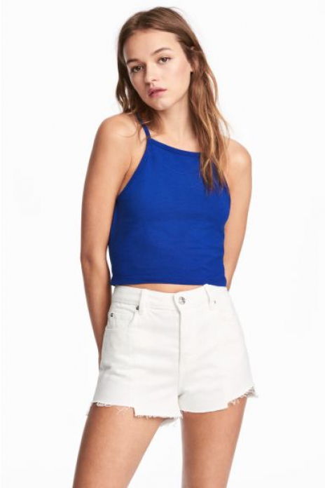 Майка L   укорочена для жінки H&amp;M 0377277-010 синій 82457