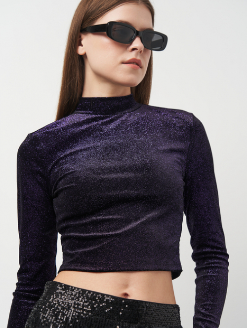 Топ велюровий для жінки H&amp;M 0931444-001 36 / S фіолетовий  82712