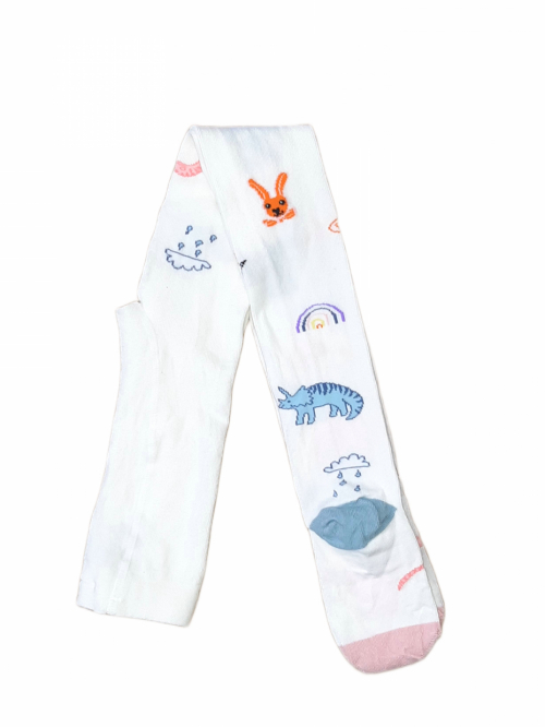 Колготки 122-128 см (6-8 years)   бавовняні з принтом для дівчинки H&amp;M 0619739-5 білий 91442