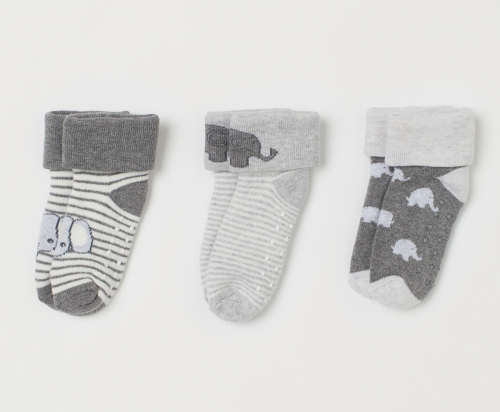 Шкарпетки 3 пари  для хлопчика H&amp;M 0810604001 розмір взуття 16-18 (4-12 months) сірий 64308
