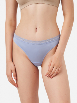 Трусики-стринги з мікрофібри з мереживом для жінки H&M 1167916-001 38 / M синій  87163