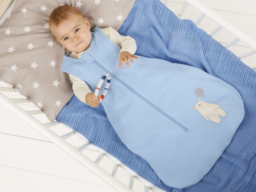 Спальний мішок бавовняний утеплений для хлопчика Lupilu 307809 050-68 см (0-6 months) блакитний  74029