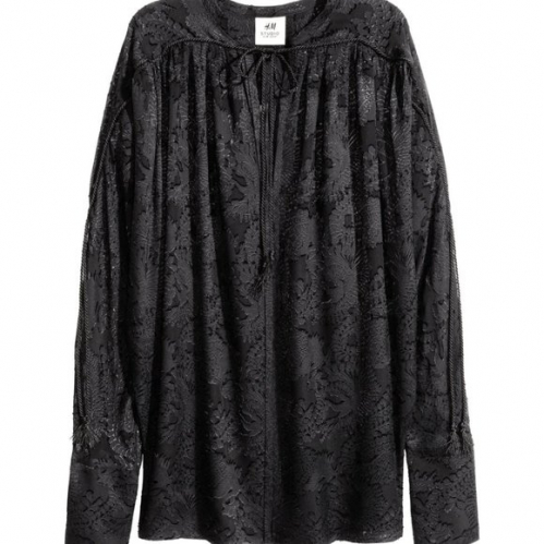 Блузка з мереживним декором для жінки H&amp;M 0419296-4 36 / S (EU) чорний  82477