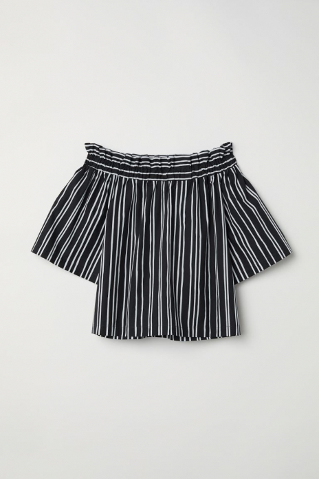 Блузка 34,XS   з відкритими плечима для жінки H&amp;M 0622043-003 чорно-білий 82472