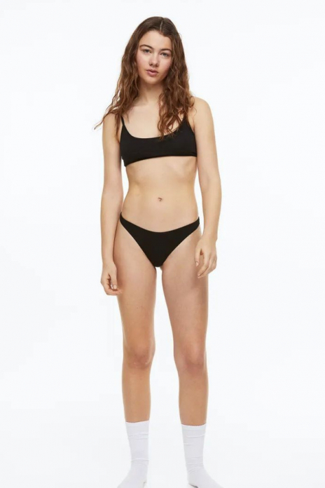 Трусики-стринги в рубчик для жінки H&amp;M 0821398-002 34 / XS чорний  86955