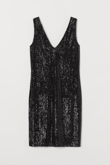 Плаття S   з паєтками на підкладці для жінки H&M 0924629-001 чорний 82433