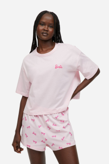 Піжамні шорти бавовняні з принтом для жінки H&M 1171979001 34 / XS рожевий  80757