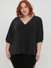 Блузка L   з блискучого трикотажу для жінки H&M 0926841 чорний 78365