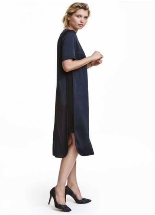 Плаття із розрізами збоку для жінки H&amp;M 0456538-4 38 / S (EU) темно-синій  82420
