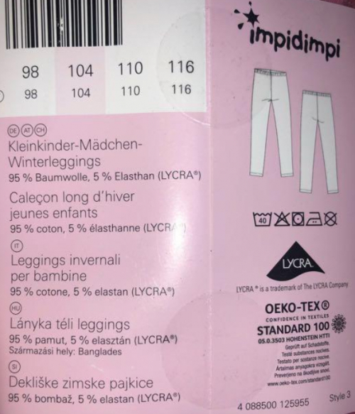 Лосини 110 см (4-5 years)   з начосом для дівчинки Impidimpi 40885001259 рожевий 62300