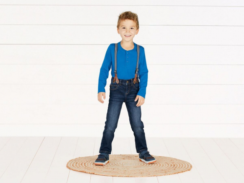 Джинси   Slim Fit з підтяжками для хлопчика Lupilu 318438 092 см (18-24 months) синій 69371