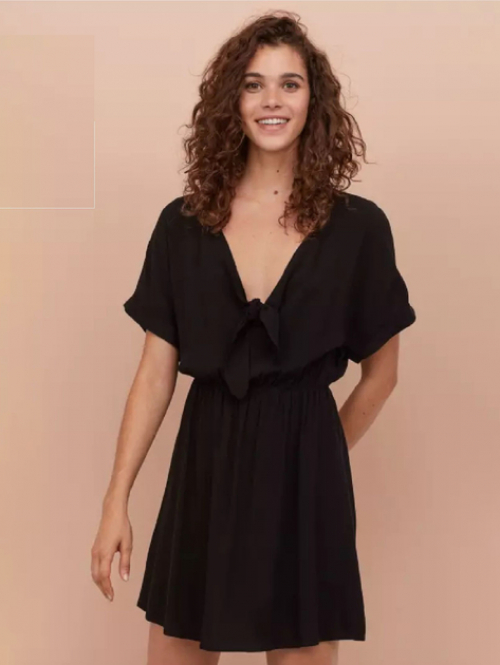 Плаття бавовняне з ланцюжком для жінки H&amp;M 0772898-002 36 / S (EU) чорний  82417