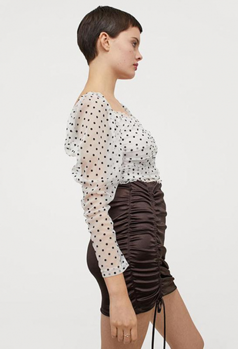 Спідниця M   з драпіруванням для жінки H&amp;M 0885985-001 коричневий 82365
