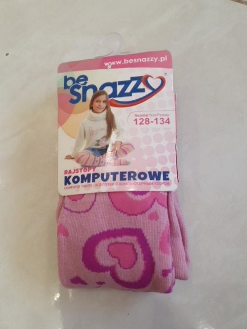 Колготки бавовняні з принтом для дівчинки Be Snazzy RA-04-1 128-134 см (7-9 years) рожевий  78763