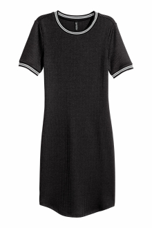Плаття трикотажне рубчик для жінки H&M 0519929-001 38 / M (EU) чорний  78069
