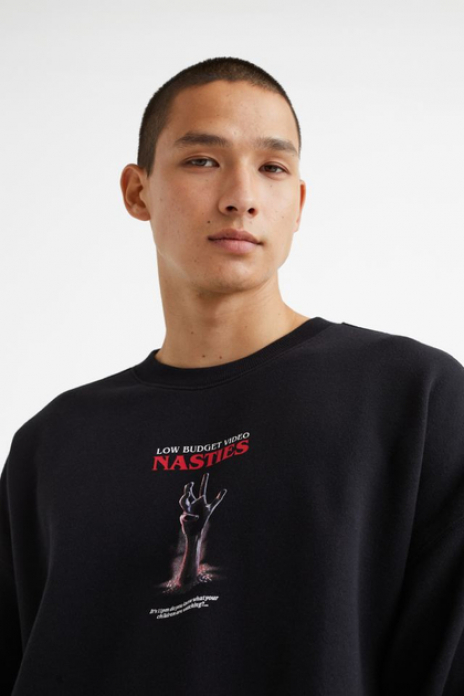 Світшот двунитка для чоловіка H&amp;M 1003931-006 38 / M чорний  85771