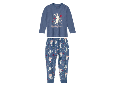 Піжама (лонгслів і штани) для дівчинки Lupilu 382074 098-104 см (2-4 years) синій  84921