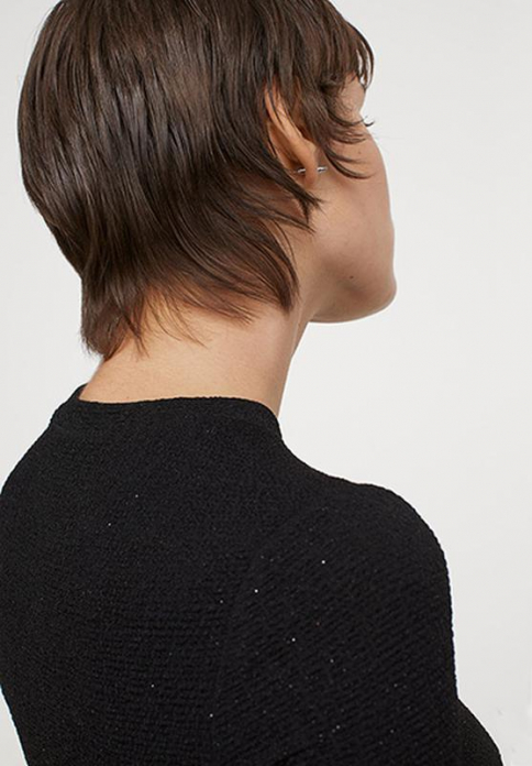 Топ з блискучого трикотажу для жінки H&amp;M 0930478-002 36 / S чорний  82857